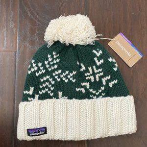 Patagonia Women's Snowbelle Beanie Hat Evergreen Flake/Green NWT One Size